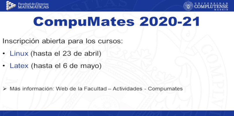 Compumates: Inscripción abierta para los cursos de Linux y Latex