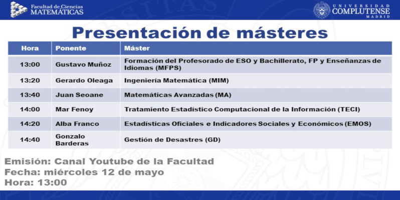 Jornada de presentación de másteres de la Facultad