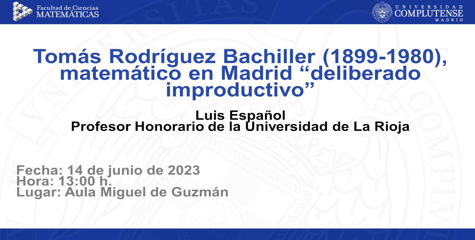 Conferencia: Tomás Rodríguez Bachiller (1899-1980)
