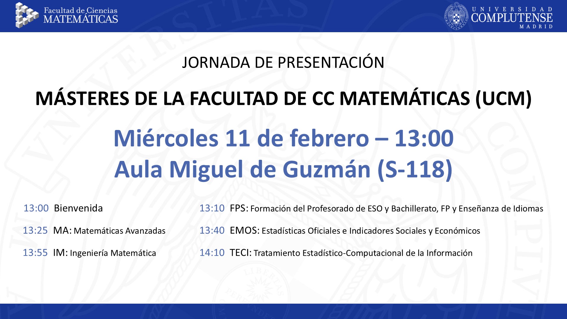 Presentación de Másteres 2025/26 (Canal de YouTube)