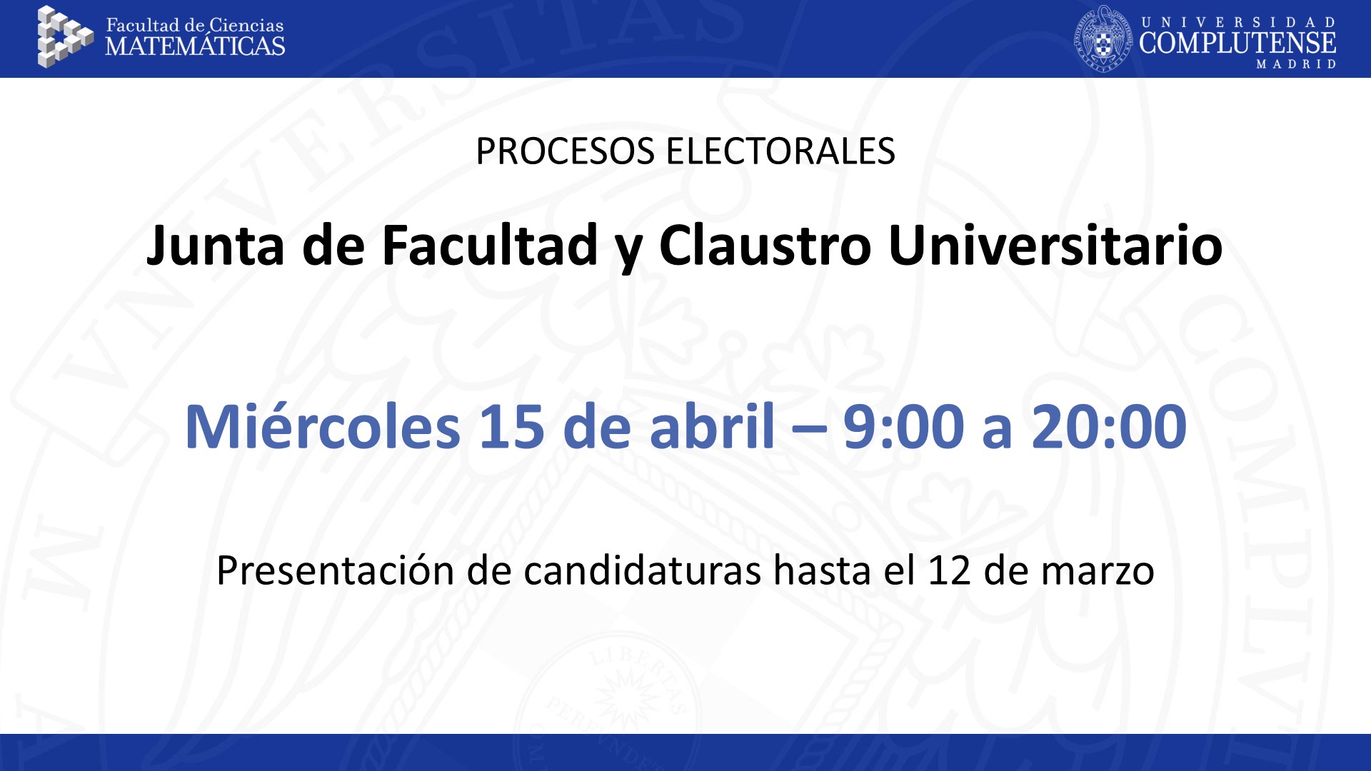 Elecciones a Junta de Facultad y Claustro Universitario (2026)